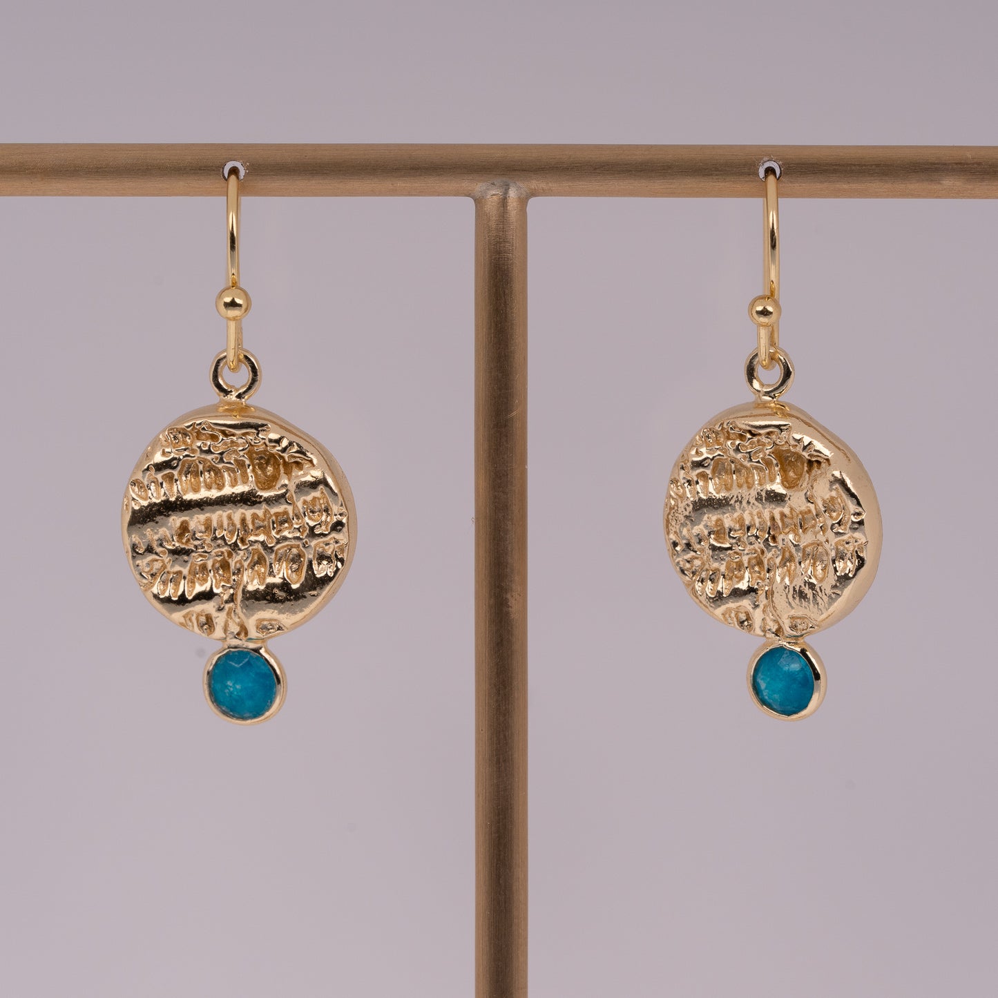 GOLD PLATED EARRINGS (22KT) WITH STONE