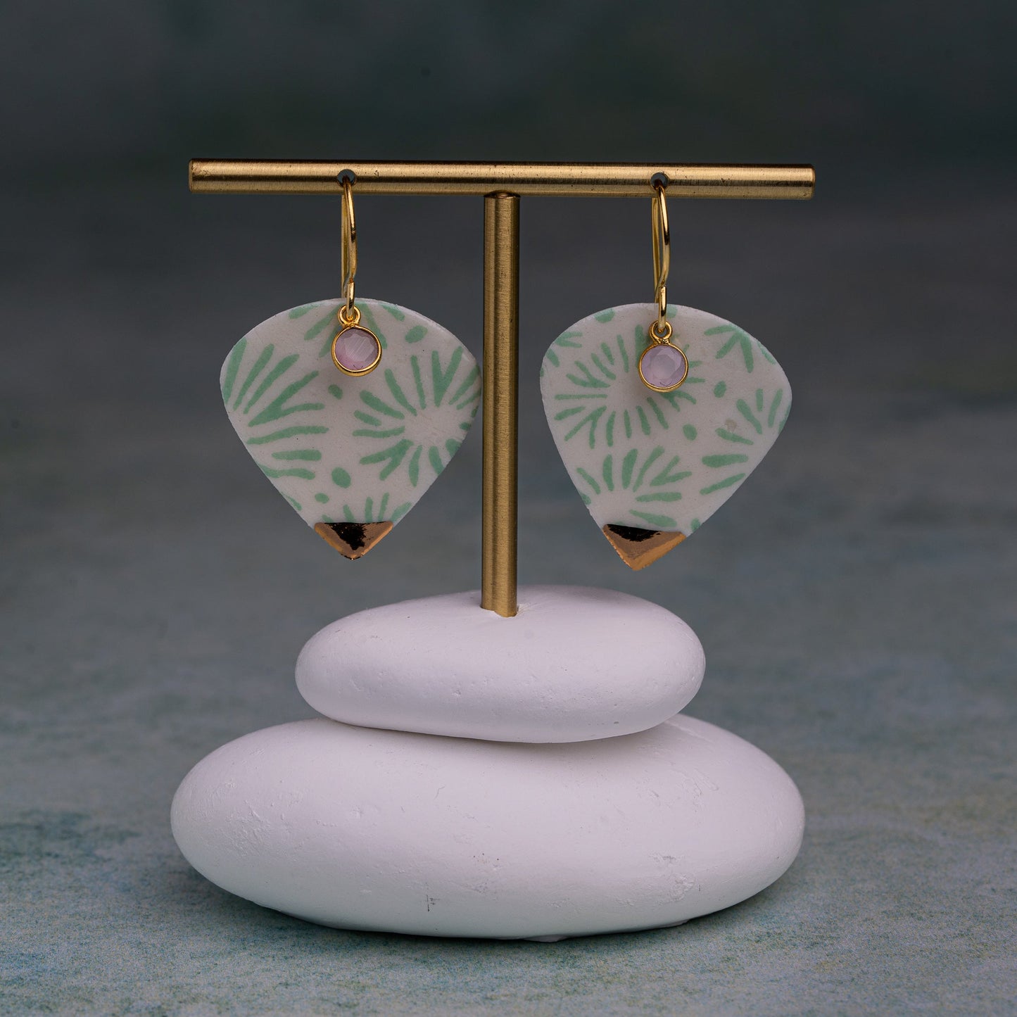 Porcelain Earrings, X Large Heart, Turquoise