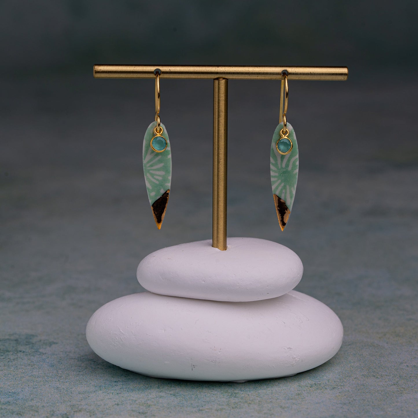 Porcelain Earrings, Small Fish, Turquoise