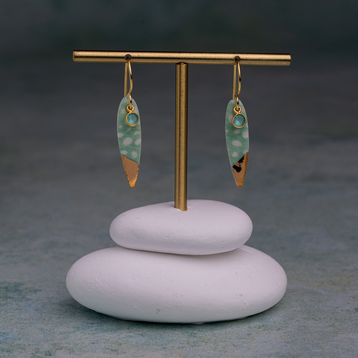 Porcelain Earrings, Small Fish, Turquoise