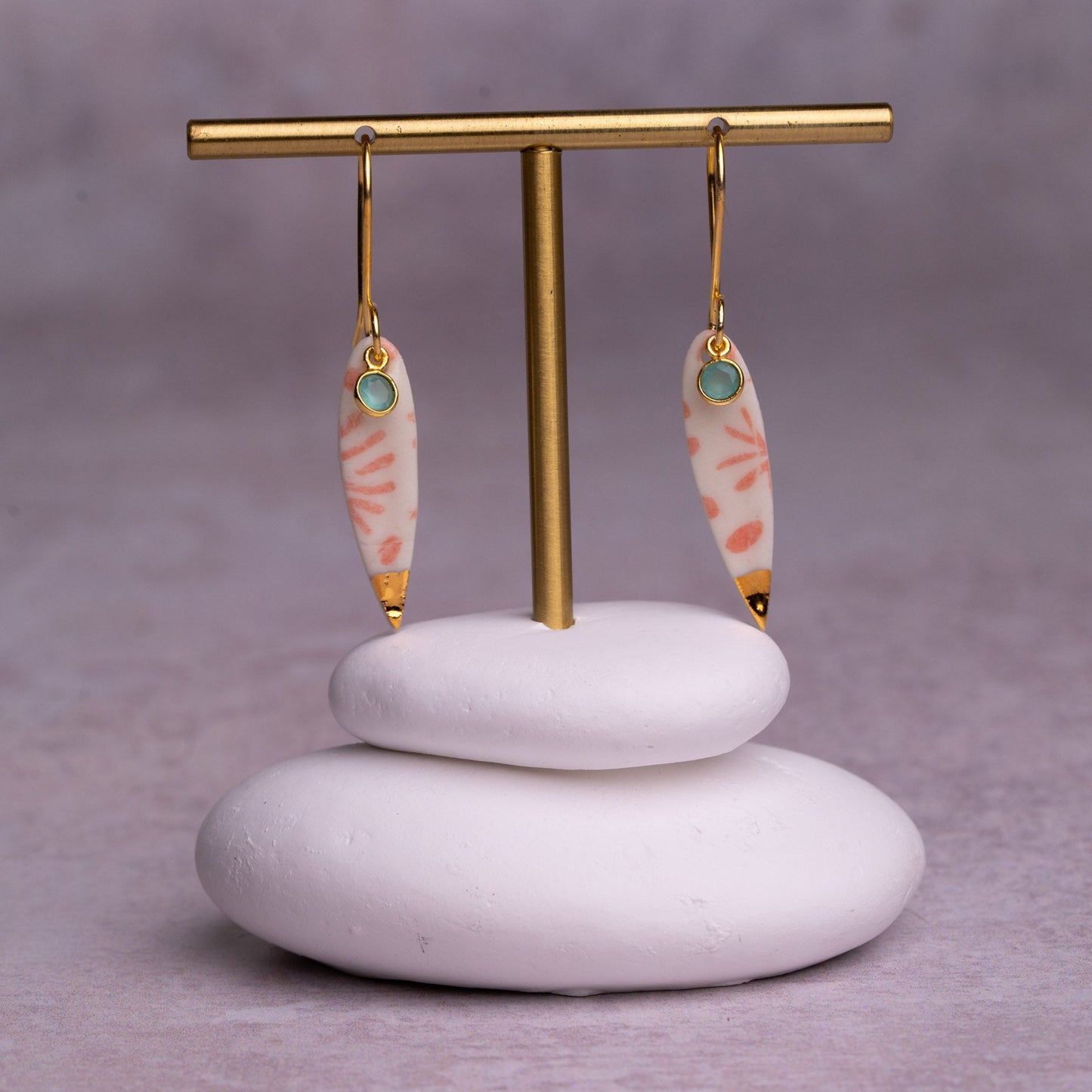 Porcelain Earrings, Small Fish, Coral Blush