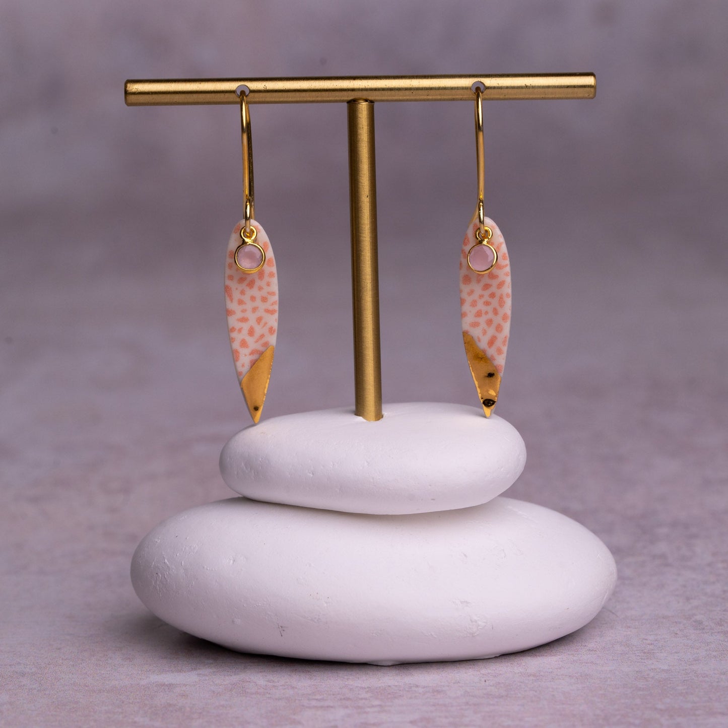 Porcelain Earrings, Small Fish, Coral Blush