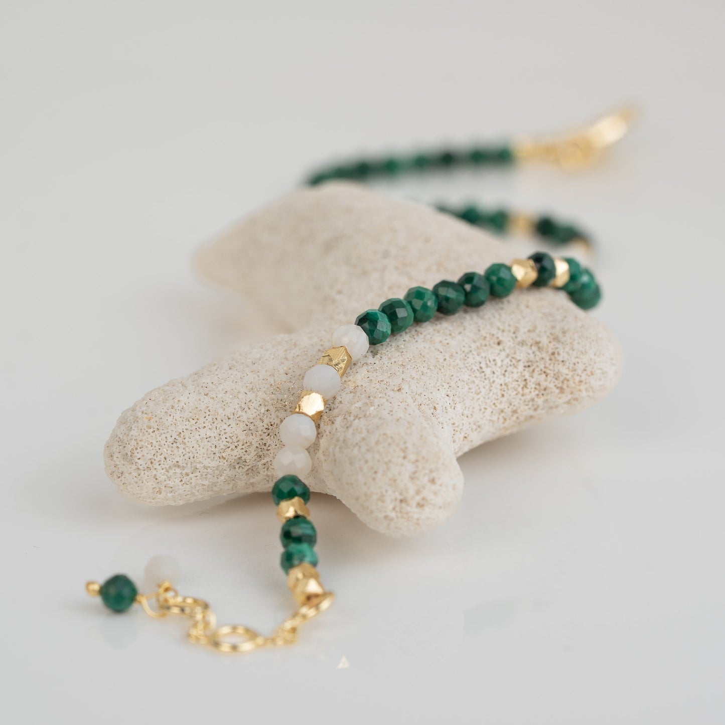 BRACELET GP MALACHITE + PEARL