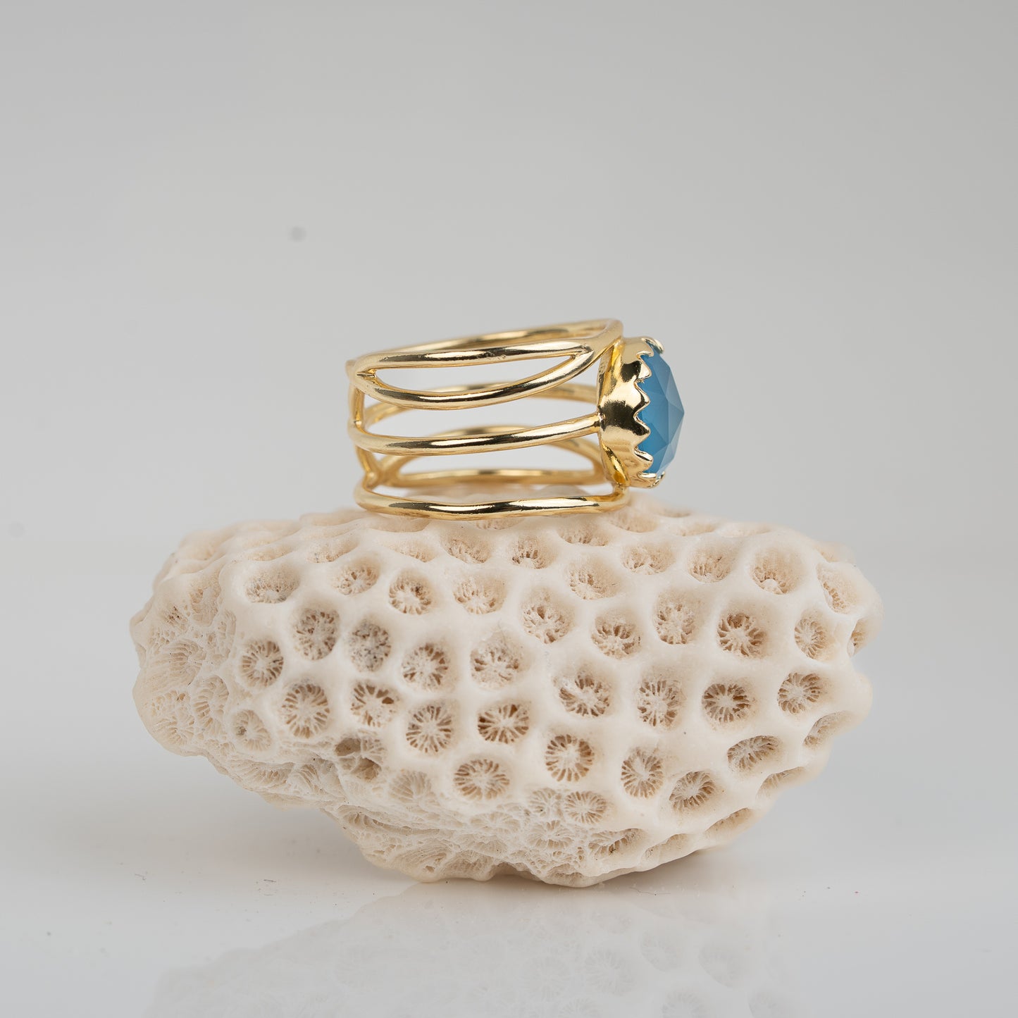 RING GP BLUE CALCITE ROUND