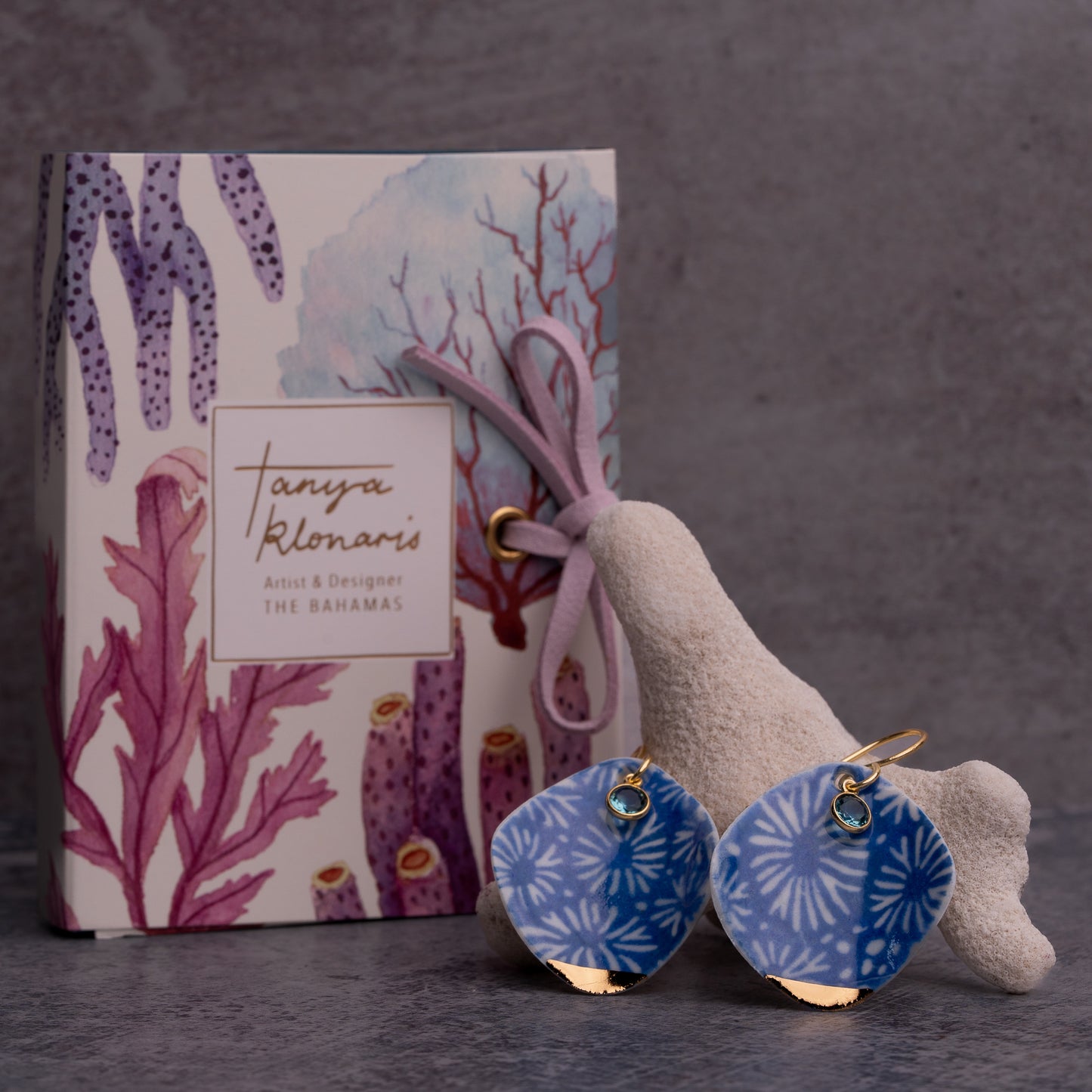 Porcelain Earrings, Small Teardrop, Cobalt Blue