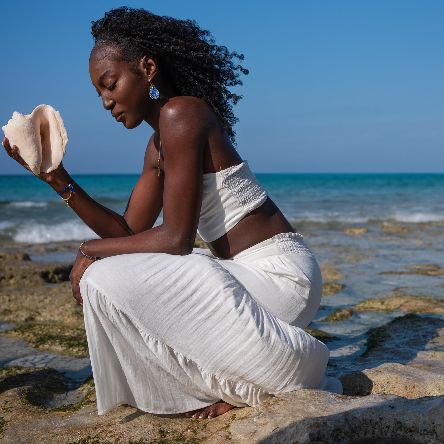 Porcelain Earrings, Small Teardrop, Cobalt Blue