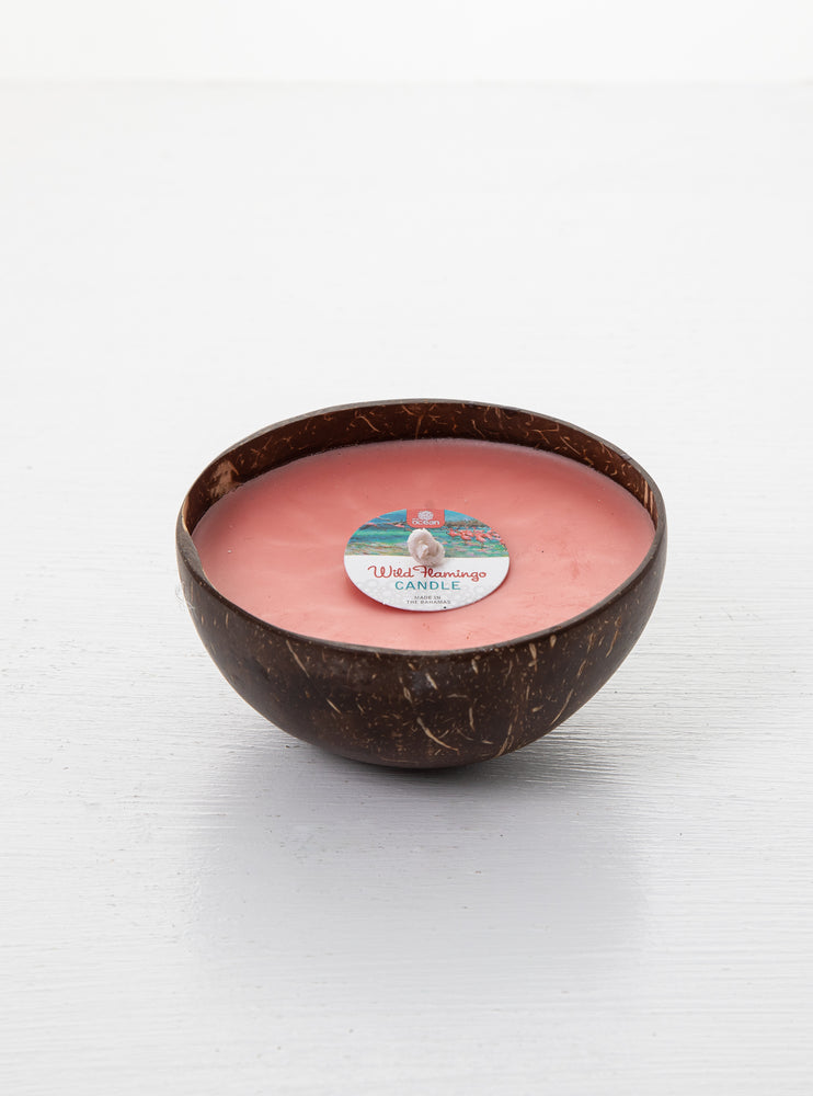 WILD FLAMINGO COCONUT & SHEA SCENTED COCONUT SHELL CANDLE BOWL