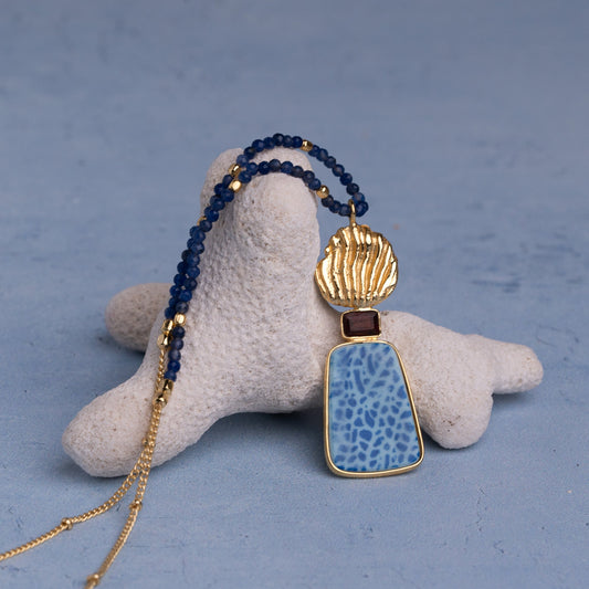 Shell Pendant with Mixed Gems