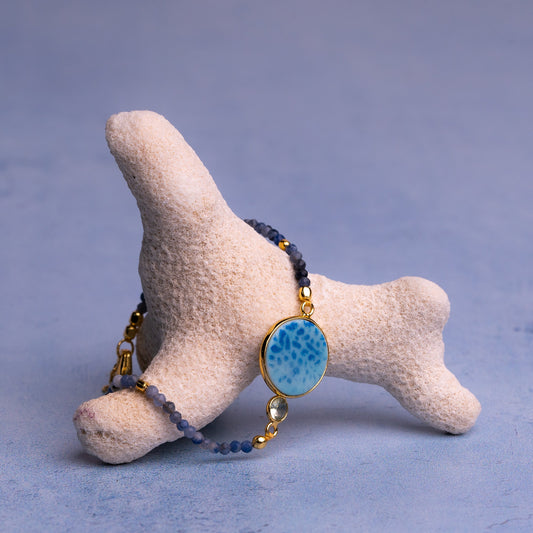 Porcelain Bracelet with Mini Gems in Ocean Tones