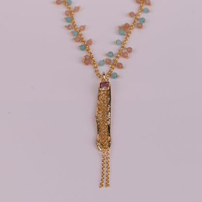 PENDANT GP NECKLACE W/ GEMS