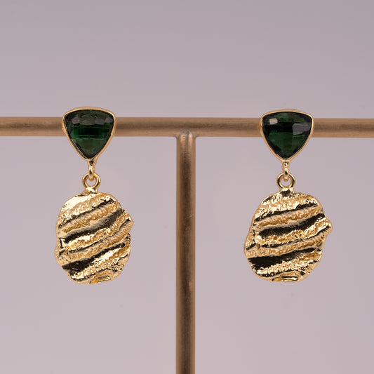 EARRINGS GP W/ GEMS STUDS