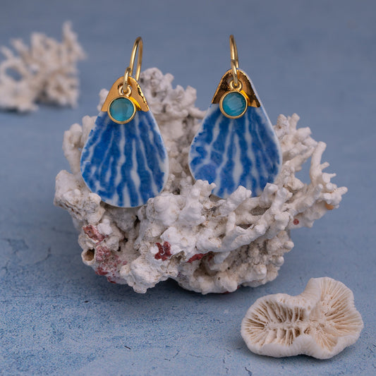 Porcelain Earrings, Large Teardrop, Cobalt Blue
