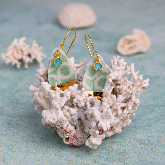 Porcelain Earrings, Medium Teardrop, Turquoise