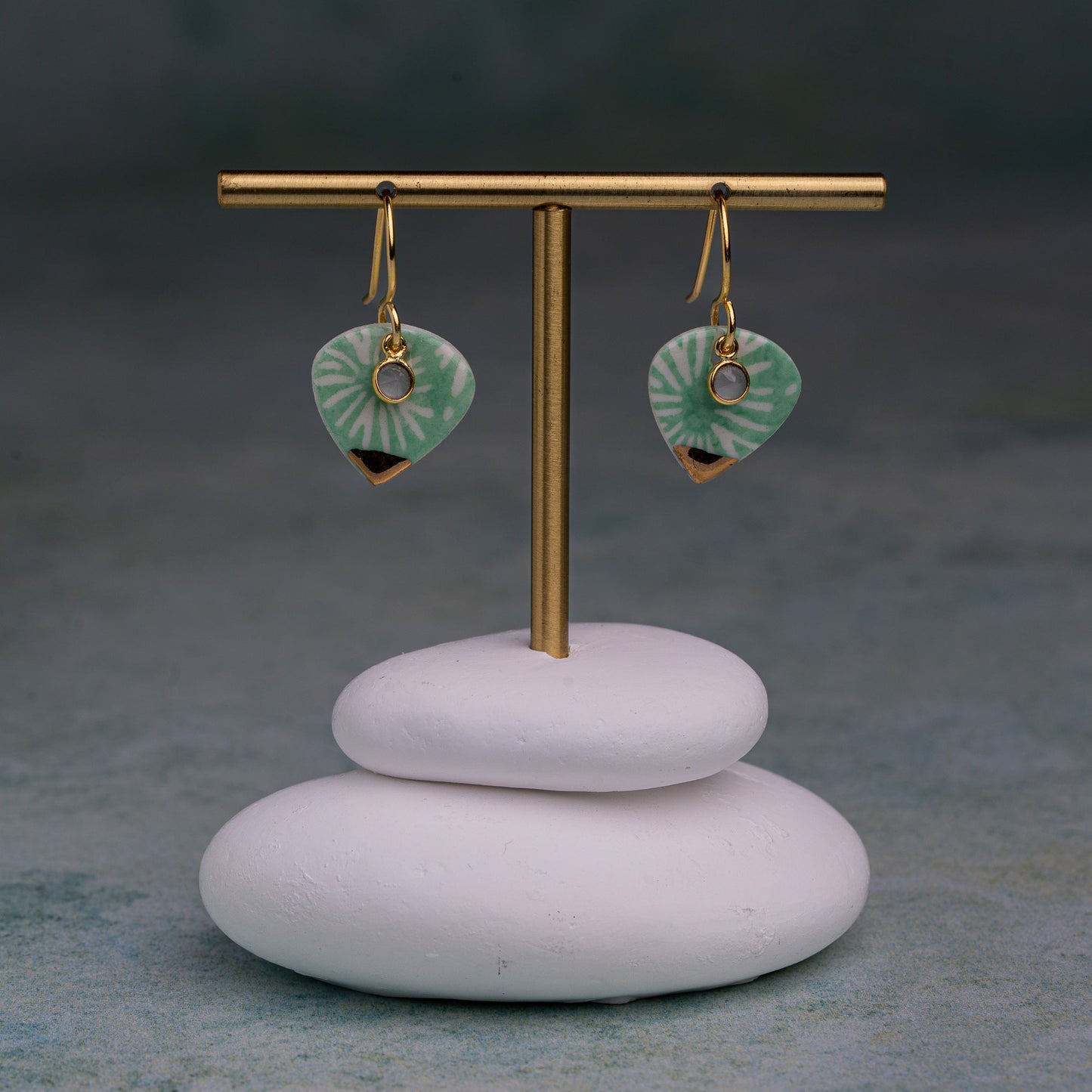 Porcelain Earrings, Medium Heart, Turquoise