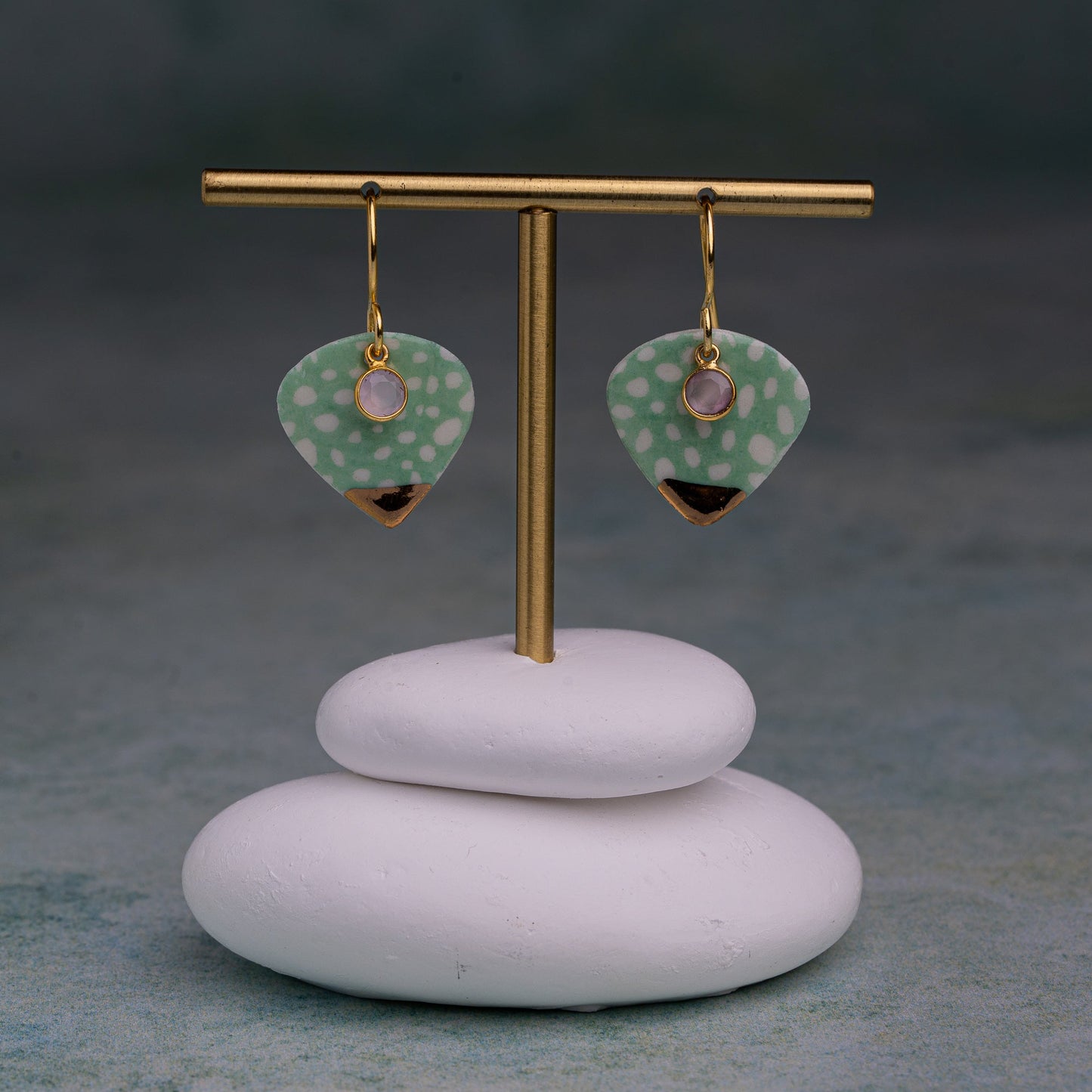 Porcelain Earrings, Large Heart, Turquoise