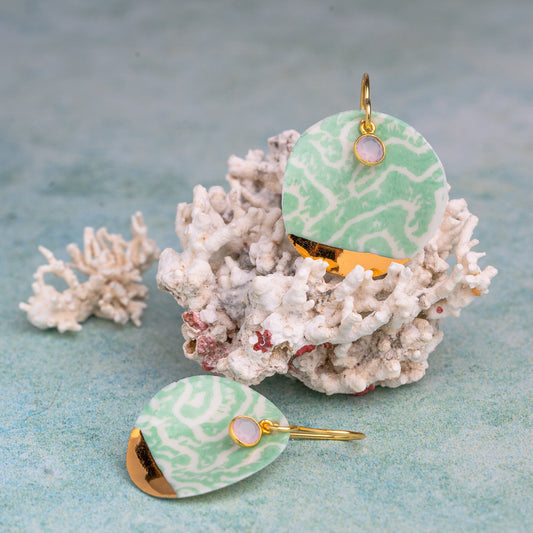 Porcelain Earrings, X Large Round, Turquoise