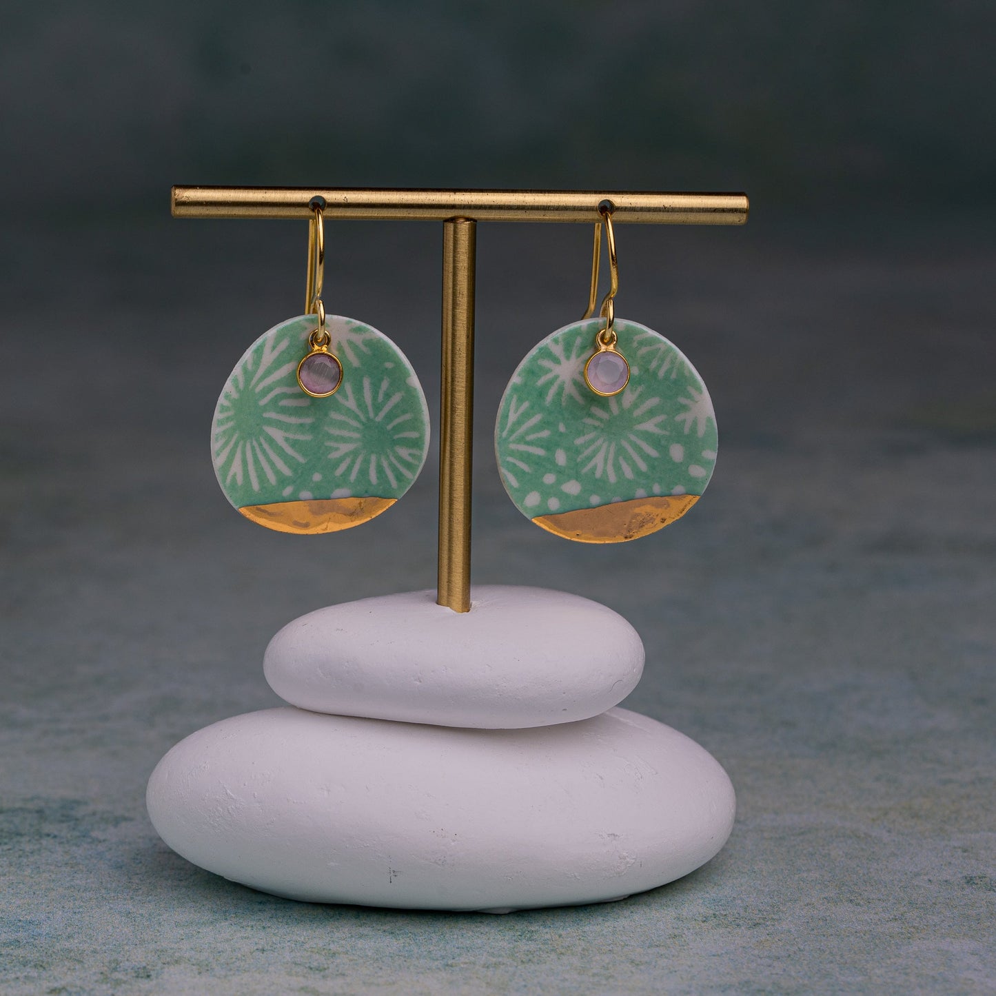 Porcelain Earrings, X Large Round, Turquoise