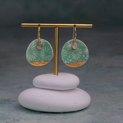 Porcelain Earrings, X Large Round, Turquoise