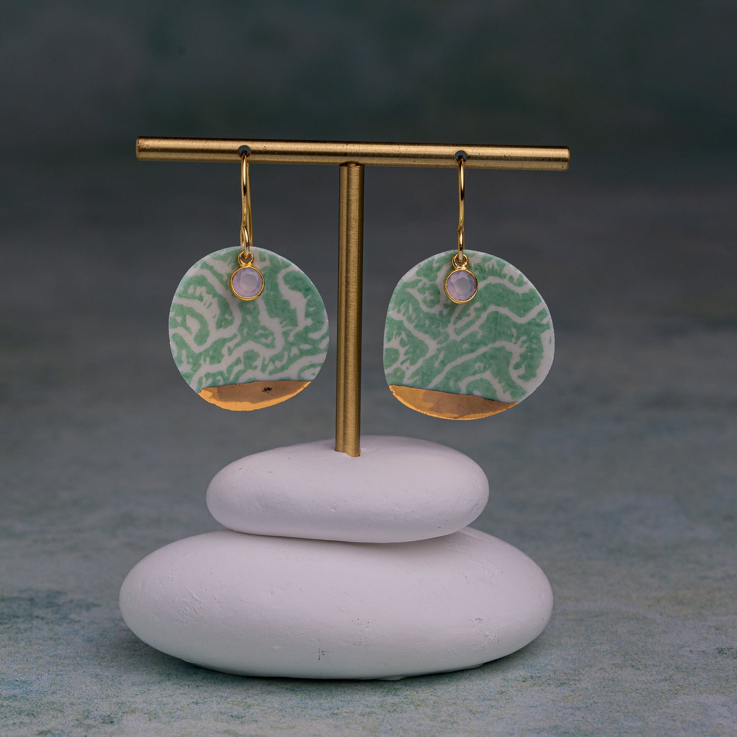 Porcelain Earrings, X Large Round, Turquoise