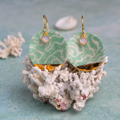 Porcelain Earrings, X Large Round, Turquoise