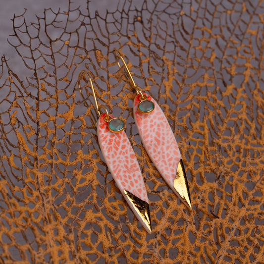 Porcelain Earrings, Large Fish, Coral Blush
