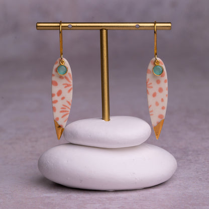 Porcelain Earrings, Large Fish, Coral Blush