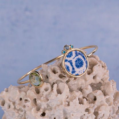Porcelain Bangle with Iolite & Amethyst