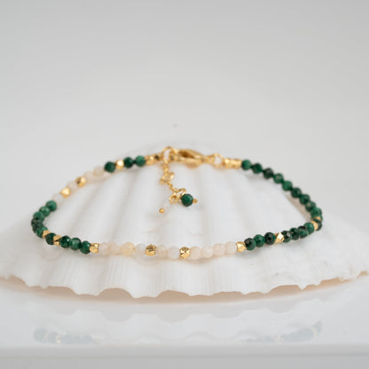BRACELET GP MALACHITE + PEARL