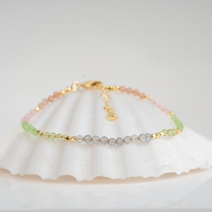 BRACELET GP PASTEL COLORED GEMS
