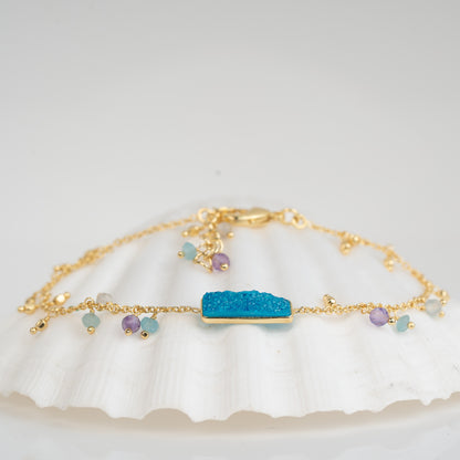 BRACELET GP RECT. BLUE GEM