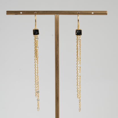 EARRINGS GP BLACK DIAMOND