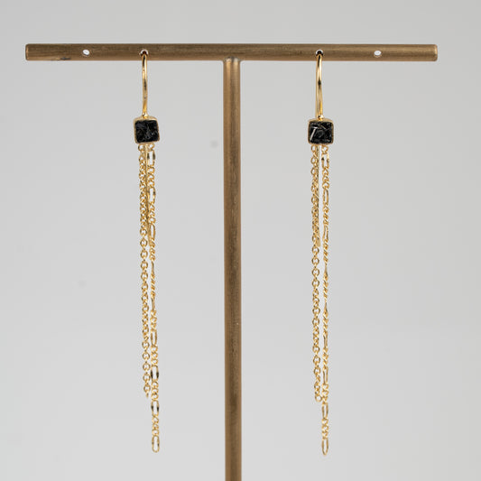 EARRINGS GP BLACK DIAMOND