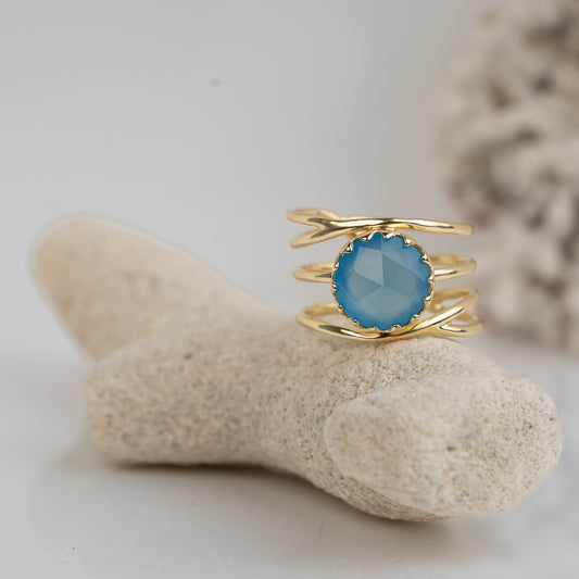 RING GP BLUE CALCITE ROUND