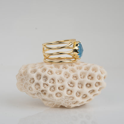 RING GP BLUE CALCITE ROUND
