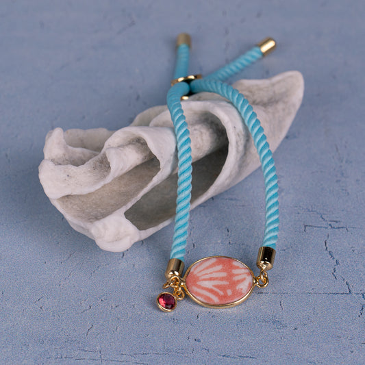 OVAL BRACELET COLORFUL CORD + CERAMIC + GEM - SMALL