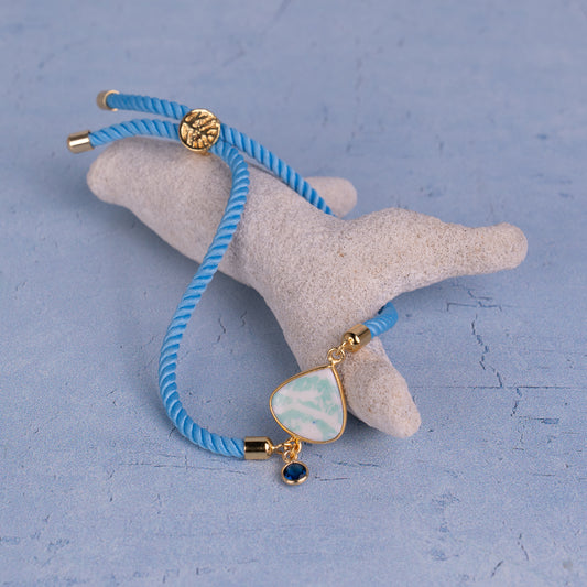 HEART BRACELET COLORFUL CORD + CERAMIC + GEM - SMALL
