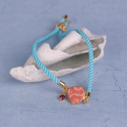 Heart Bracelet Colorful Cord + Ceramic + Gem + Small