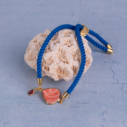 Heart Bracelet Colorful Cord + Ceramic + Gem + Small