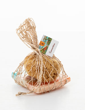 
            
                Load image into Gallery viewer, BODY SOAP SLICE WITH SILK SPONGE IN ROPE SEA SHELL BAG
            
        