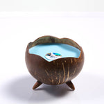 BLUE HOLE WILD SAGE SCENTED COCONUT SHELL CANDLE WITH LEGS