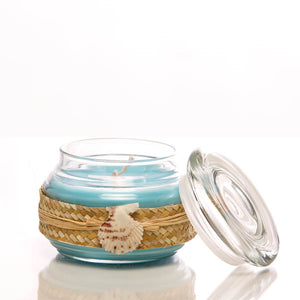 BLUE HOLE WILD SAGE SCENTED GLASS CANDLE JAR WITH LID