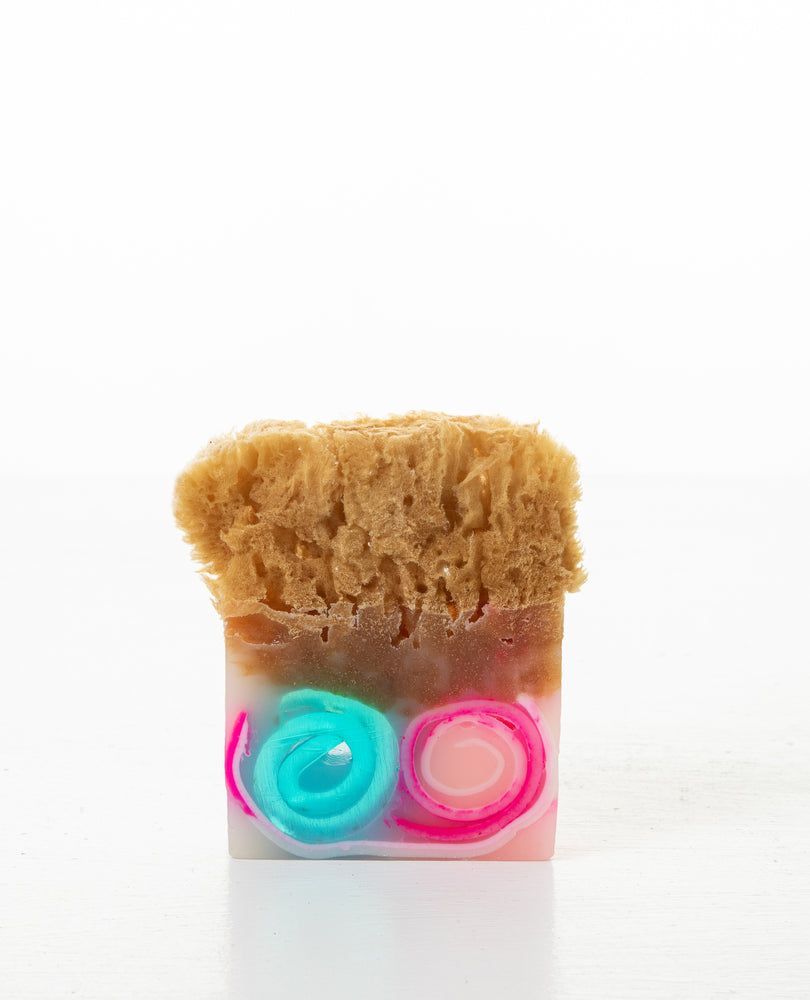 
            
                Load image into Gallery viewer, WILD FLAMINGO SHEA BUTTER &amp;amp; COCONUT BODY SOAP SPONGE
            
        