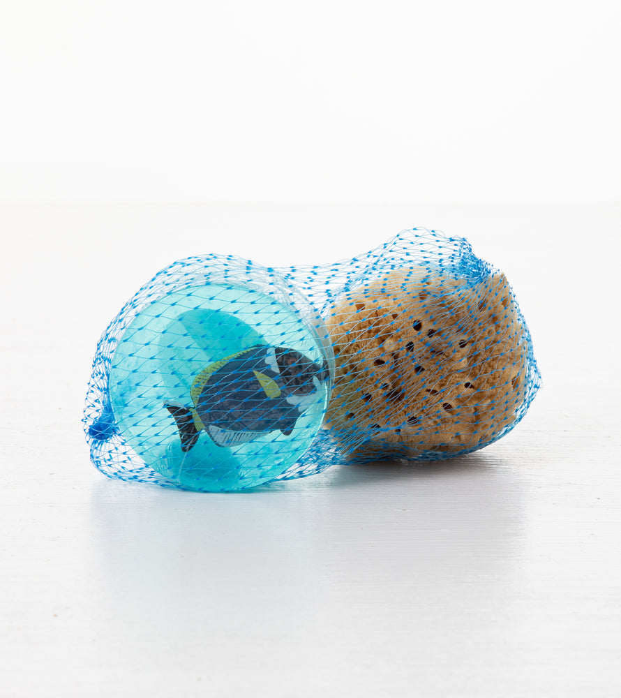 
            
                Load image into Gallery viewer, SHALLOWS CITRUS &amp;amp; SEAWEED BODY SOAP ROUND SEA LIFE WITH SILK SPONGE IN SEA SHELL BAG
            
        