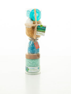 SHALLOWS CITRUS & SEAWEED BODY SOAP SCROLL WITH BATH SALTS, POTPOURRI & SPONGE IN WAVE TUBE