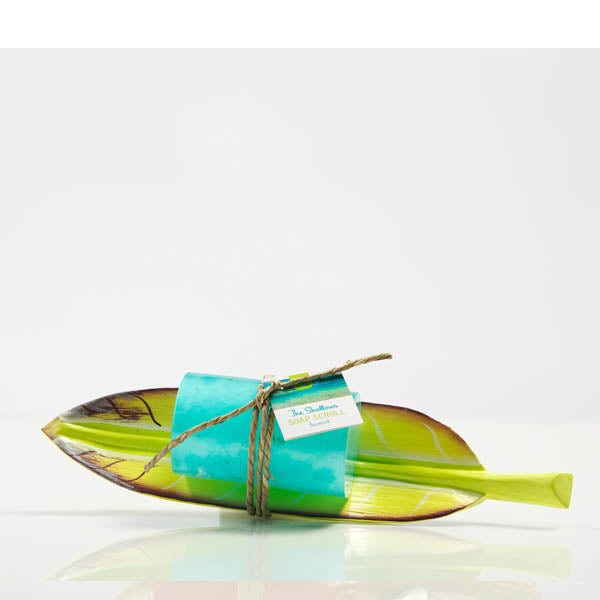 
            
                Load image into Gallery viewer, SHALLOWS CITRUS &amp;amp; SEAWEED BODY SOAP SCROLL ON BIRDS OF PARADISE LEAF
            
        