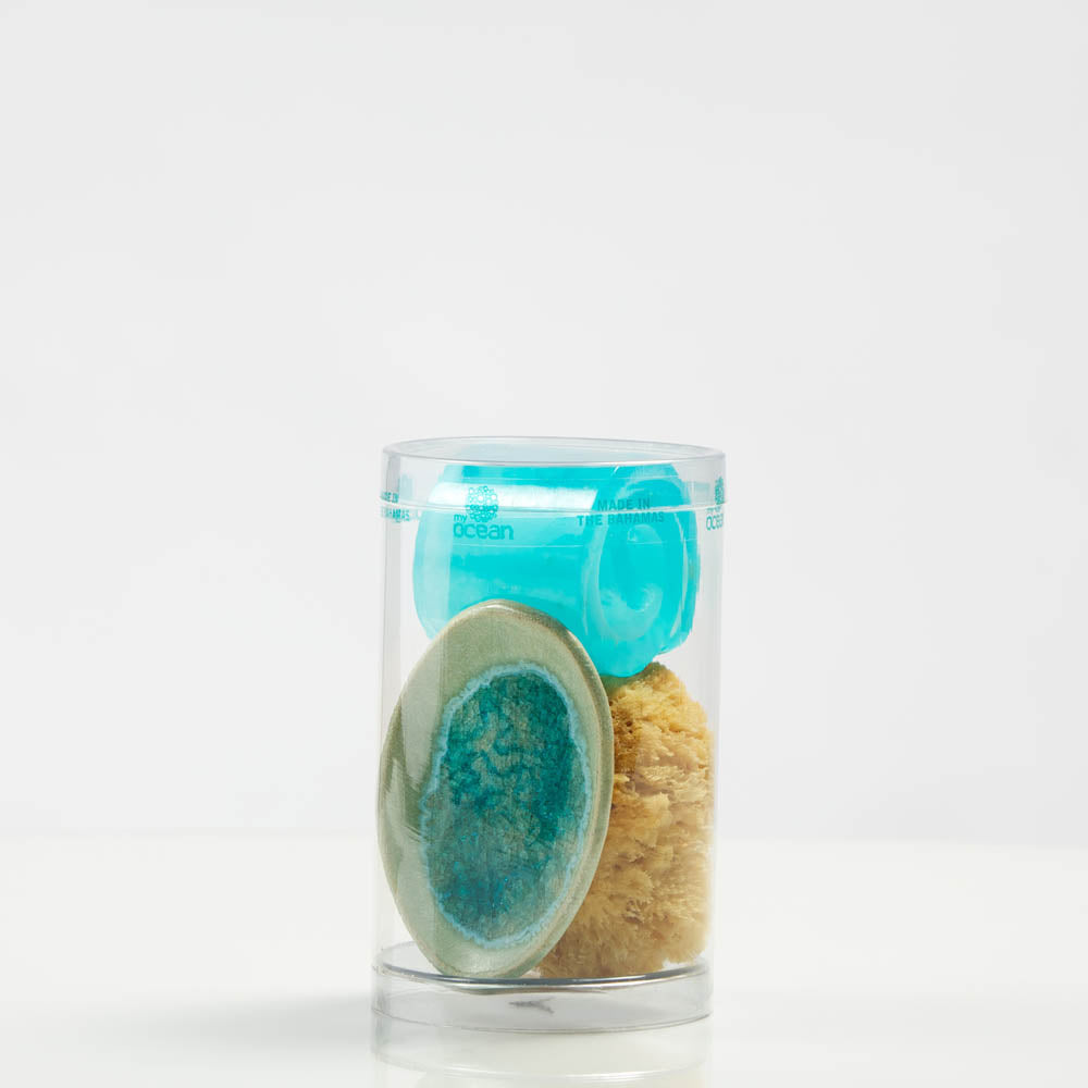 
            
                Load image into Gallery viewer, SHALLOWS CITRUS &amp;amp; SEAWEED BODY SOAP SCROLL WITH OVAL SOAP DISH &amp;amp; SPONGE IN WAVE TUBE
            
        