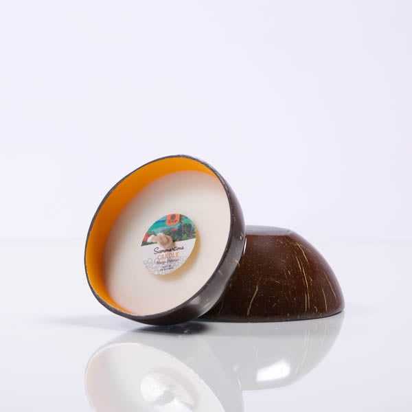 SUMMERTIME MANGO & HIBISCUS SCENTED COCONUT SHELL CANDLE BOWL