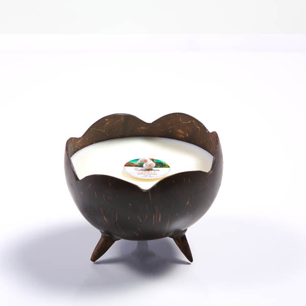 
            
                Load image into Gallery viewer, SUMMERTIME JASMINE &amp;amp; COCONUT SCENTED COCONUT SHELL CANDLE WITH LEGS
            
        