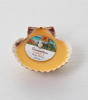 SUMMERTIME MANGO & HIBISCUS SCENTED CLAM SHELL CANDLE
